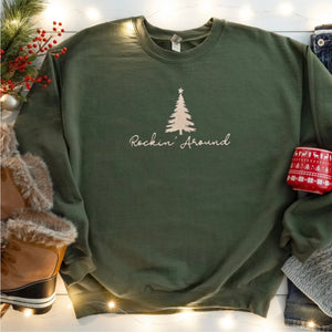 Christmas Rockin Around Embroidered Sweatshirt