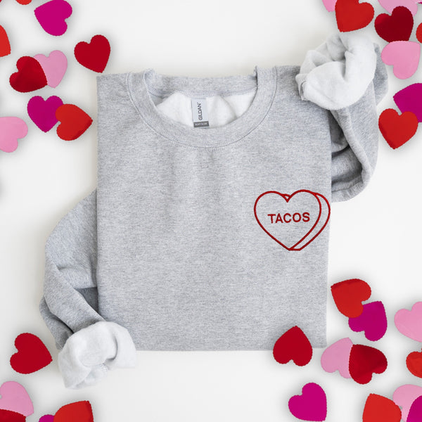 Valentine Candy Heart Embroidered Sweatshirt
