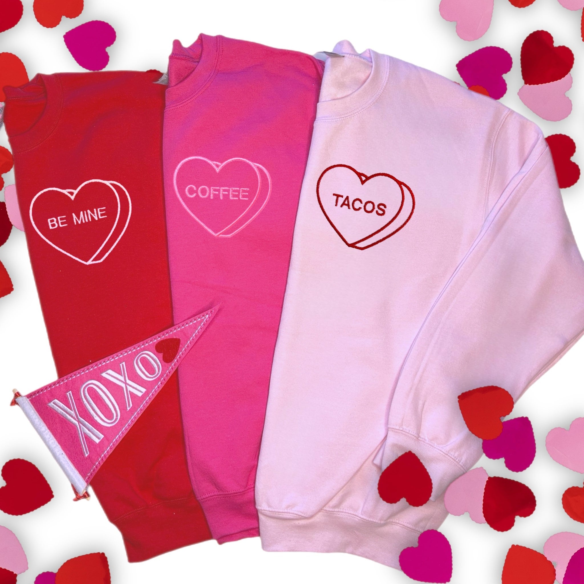 Valentine Candy Heart Embroidered Sweatshirt