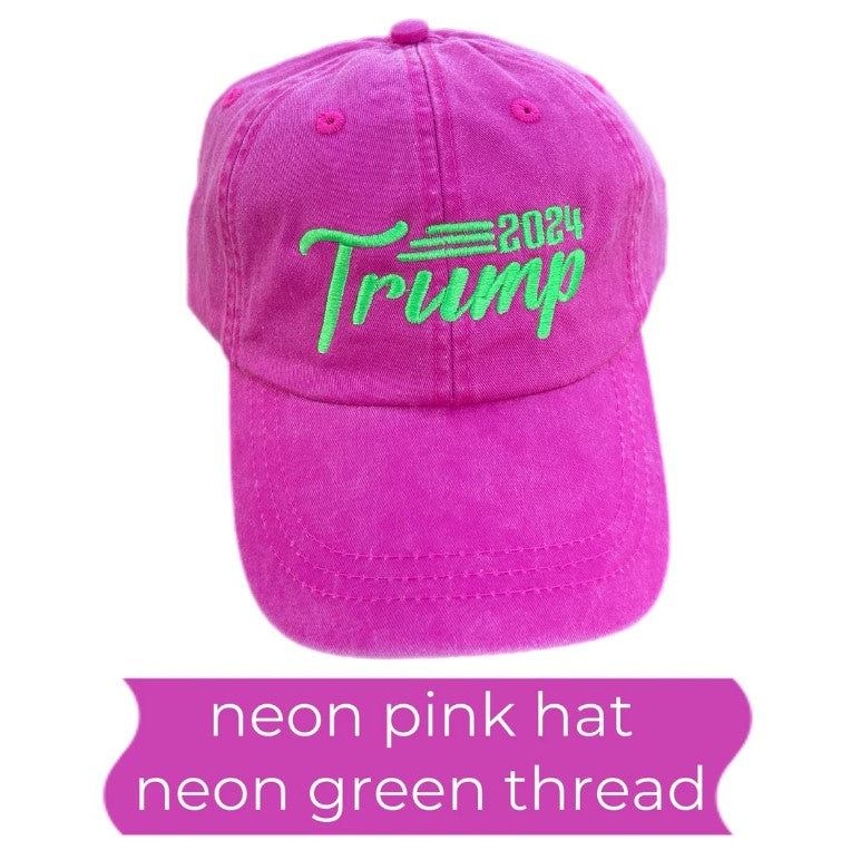 Trump 2024 Embroidered Neon Hat