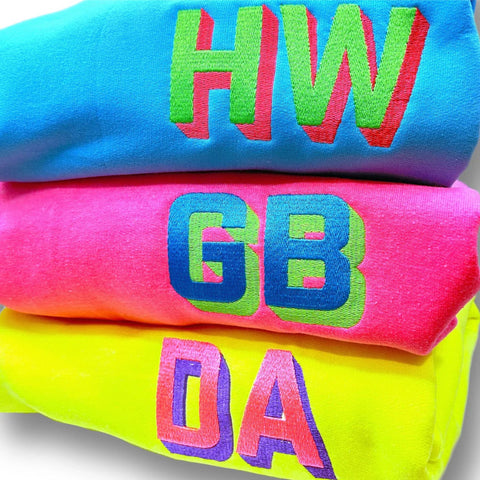 NEON Shadow Block Embroidered Monogram Sweatshirt