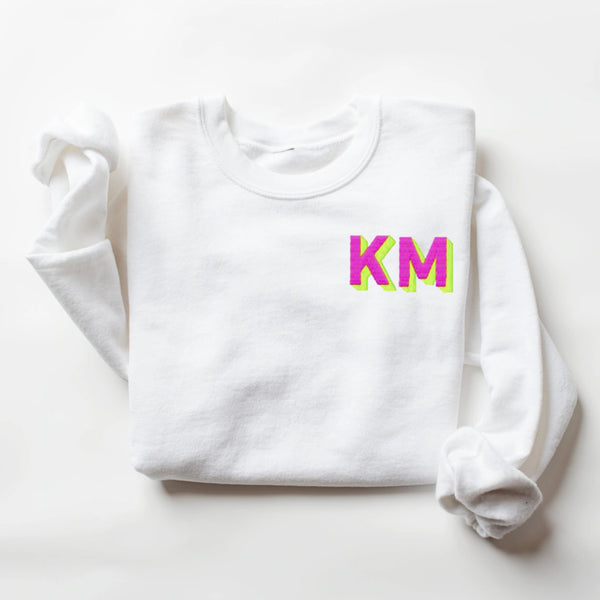 NEON Shadow Block Embroidered Monogram Sweatshirt