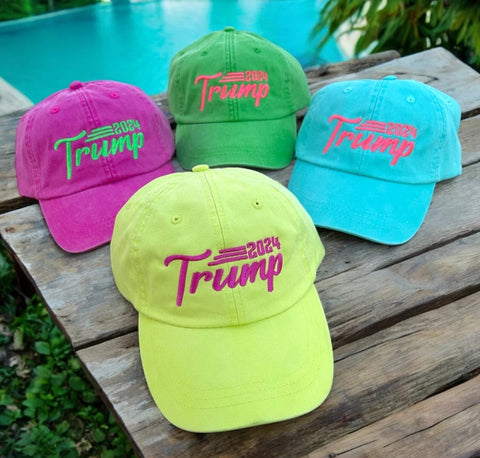 Trump 2024 Embroidered Neon Hat